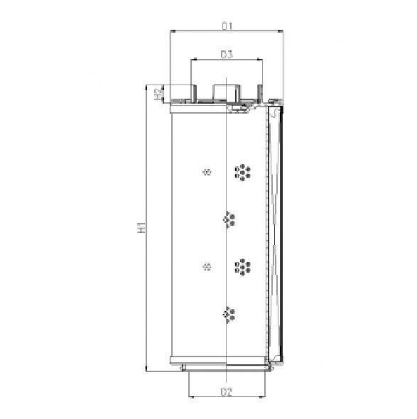 FILTREC Filterelement für Rücklauffilter RHR60G05B3/AB1 Zeichnung