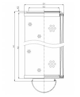 FILTREC Hydraulikfilterelement (Rücklauffilter) RHR2700M05B0/AB1 Zeichnung