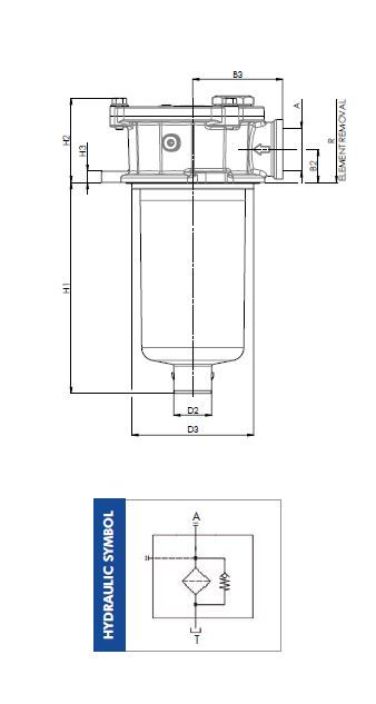FILTREC Leitungsfiltergehäuse (Rücklauffilter) FRTR122000BB40C000S0 Zeichnung 1