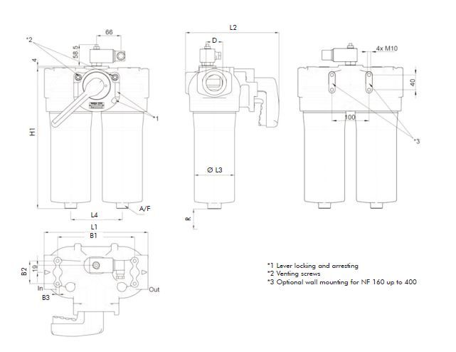 FILTREC Leitungsfiltergehäuse (Druckfilter) FDD040XD063000BB5DS000S0 Zeichnung