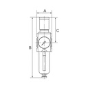 RIEGLER Filterregler »FUTURA«, PC, SK, Mano, BG 1, G 1/4, 0,5-8 bar, VA, Zeichnung