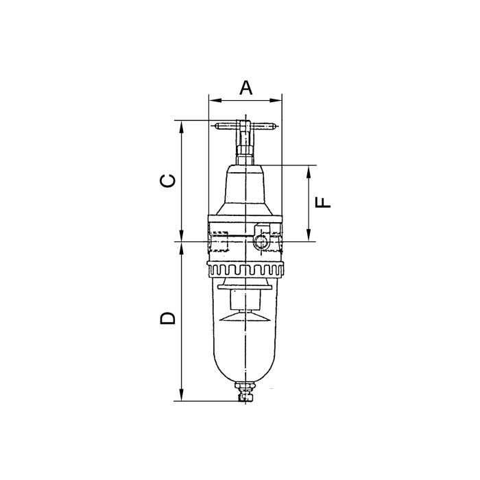 RIEGLER Filterregler »Standard«, mit Polycarbonatbehälter, BG 2, G 3/8, Zeichnung