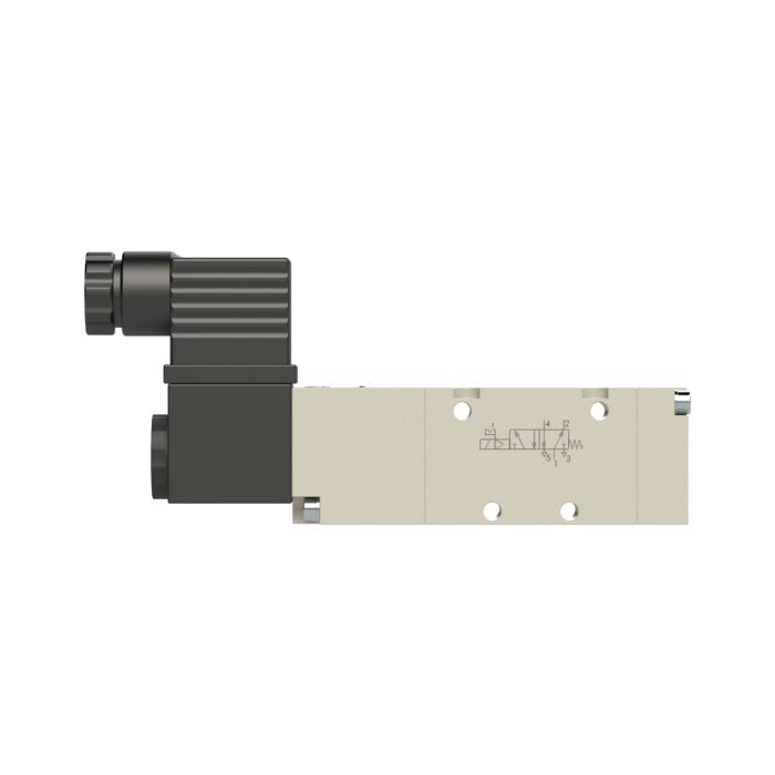RIEGLER 5/2-Wegeventil, elektropneumat., monostabil, G 3/8, 24 V DC, Seitenansicht