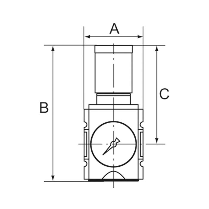 RIEGLER Druckregler »FUTURA«, inkl. Manometer, BG 1, G 3/8, 0,2 - 4 bar, Zeichnung