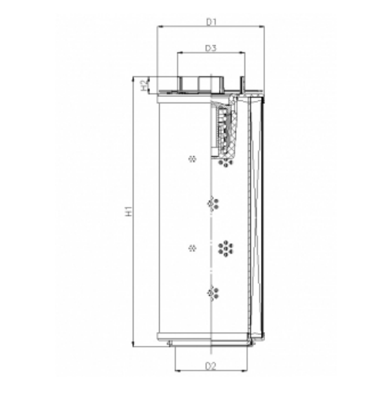 FILTREC Hydraulikfilterelement (Rücklauffilter) RHR2600G10B3/ESD Zeichnung
