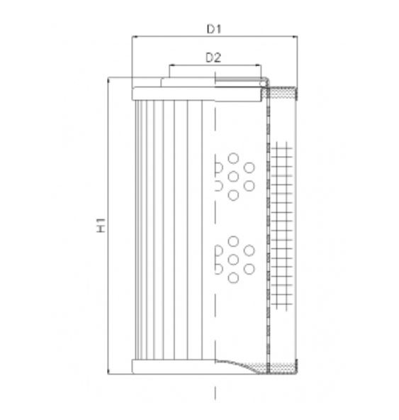 FILTREC Filterelement für Rücklauffilter R282G25 Zeichnung