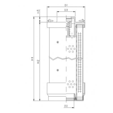 FILTREC Filterelement für Rücklauffilter RHR210G03V Zeichnung
