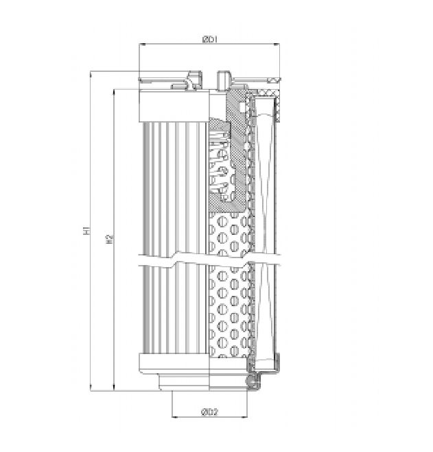 FILTREC Hydraulikfilterelement (Rücklauffilter) R102C10B Zeichnung
