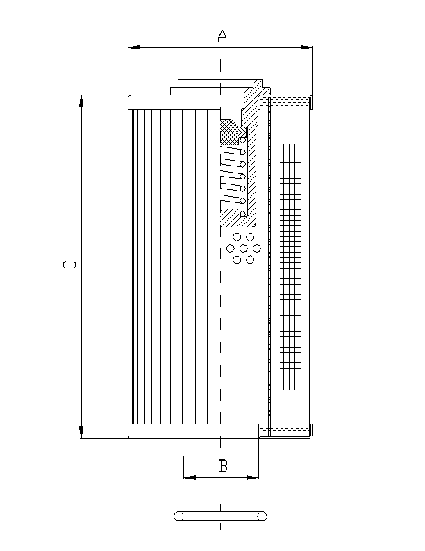 FILTREC Filterelement für Rücklauffilter RLR210E10B/1 Zeichnung