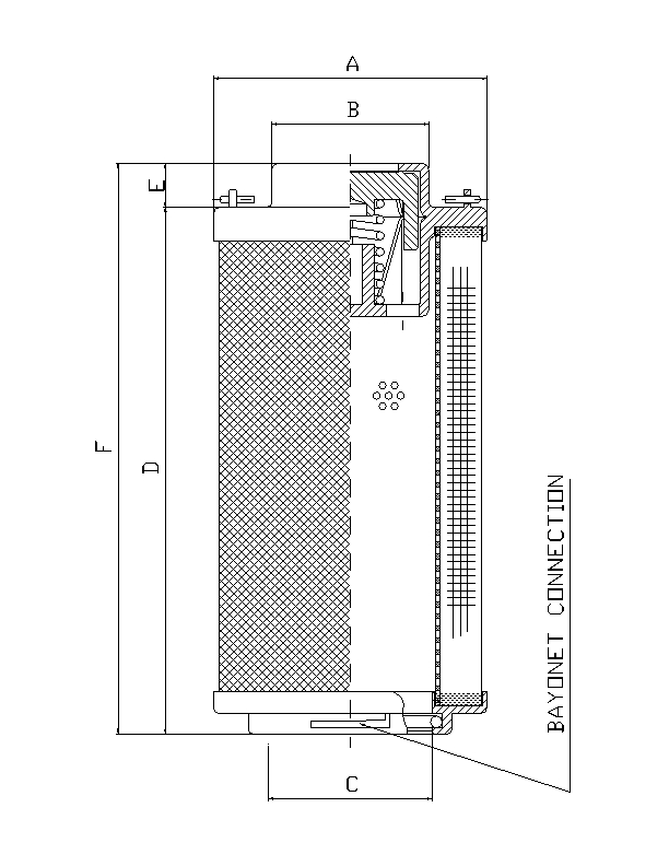 FILTREC Filterelement für Rücklauffilter RHR950G03B6/AB1 Zeichnung