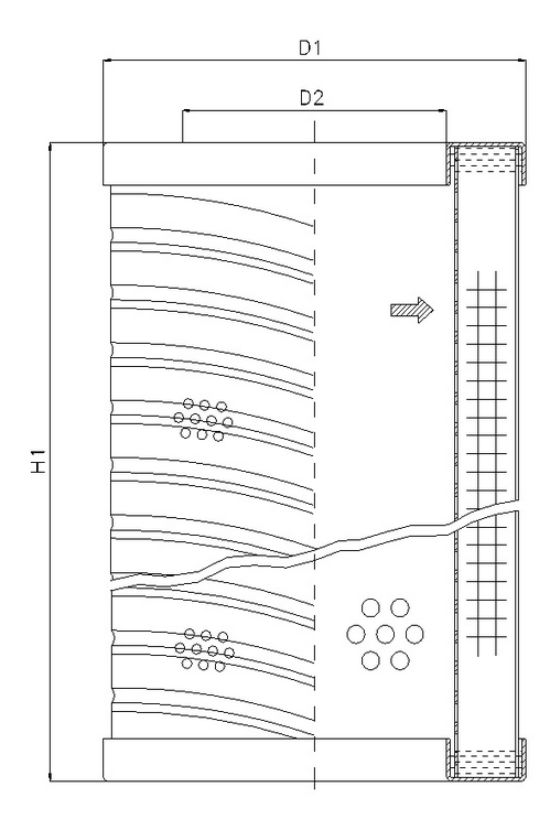 FILTREC Filterelement für SF-Filter HY12008 Zeichnung