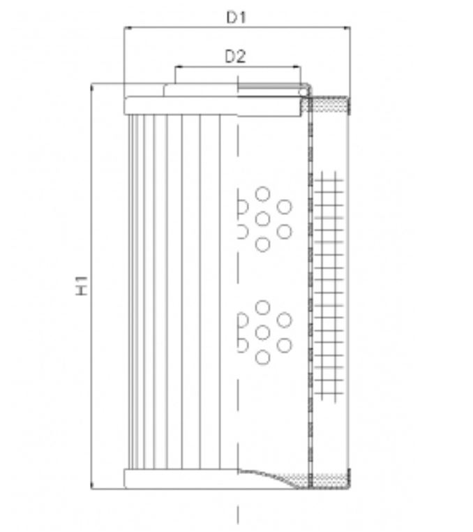 FILTREC Filterelement für Rücklauffilter R292T25 Zeichnung