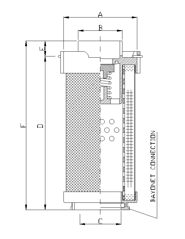 FILTREC Hydraulikfilterelement (Rücklauffilter) RHR165G10B6/AB1 Zeichnung