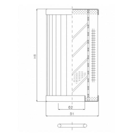 FILTREC Filterelement für Rücklauffilter RLR175B25B/5 Zeichnung