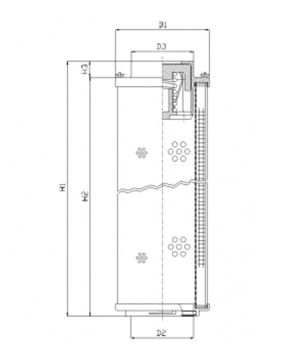 FILTREC Hydraulikfilterelement (Rücklauffilter) RHR660G20B6/AB1 Zeichnung