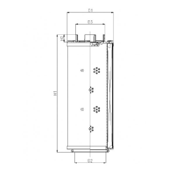 FILTREC Filterelement für Rücklauffilter RHR1300G20B0/AB1 Zeichnung