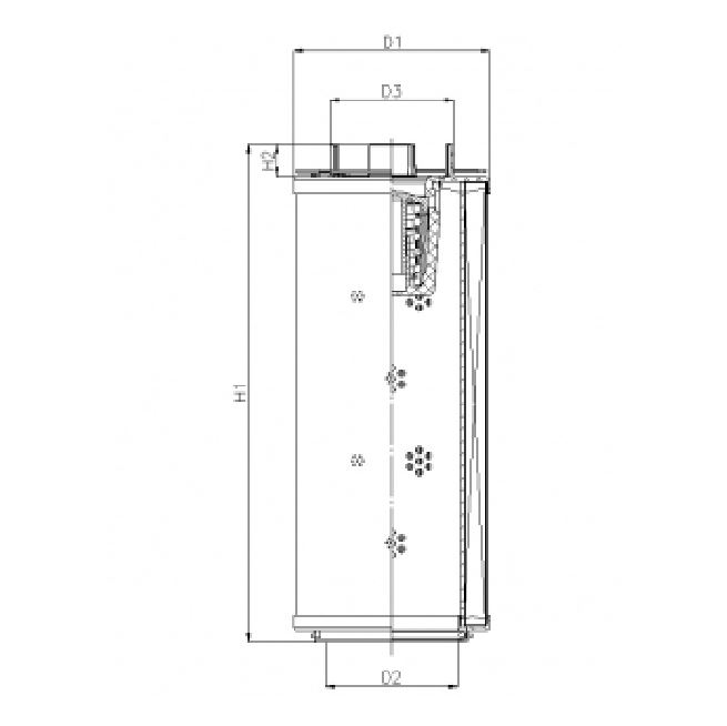 FILTREC Filterelement für Rücklauffilter RHR850G05B3/AB1 Zeichnung