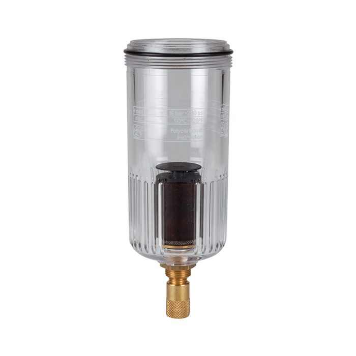 RIEGLER Polycarbonatbehälter, inkl. O-Ring, vollautom. Ablassventil, BG 3