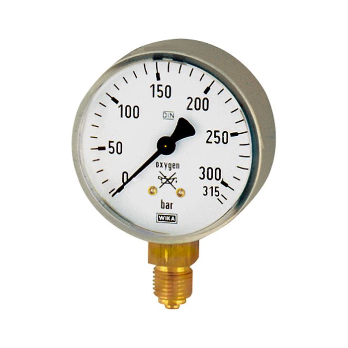 RIEGLER Manometer Sauerstoff, G 1/4 radial unten, 0 - 400 bar, Ø 63 mm