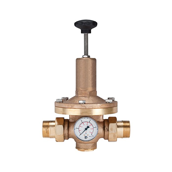 RIEGLER Pressure regulator for water, pressure gauge, R 1 1/2, 0.2-2 bar