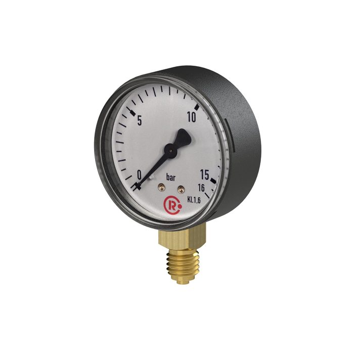 RIEGLER Standard pressure gauge, radial bottom, G 1/4, 0 - 1.6 bar, Ø 63