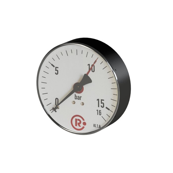RIEGLER Standard pressure gauge, rear centric, G 1/4, 0 - 4 bar, Ø 100