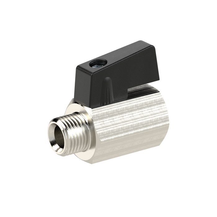 RIEGLER Mini ball valve, Smooth surface nickel-plated brass G3/8IT/ET DN8