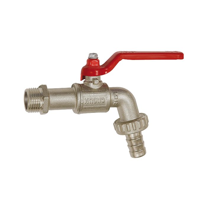 RIEGLER Ball drain valve, nickel-plated brass, G 3/8 ET, DN 10