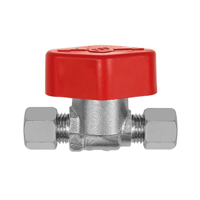 RIEGLER Quick connect blocking valve brass chr. plated,6 mm pipe connec.