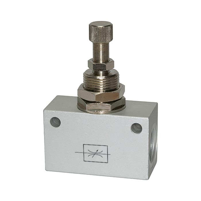 RIEGLER Throttle valve, in block shape, Anodised aluminium, G 1/4
