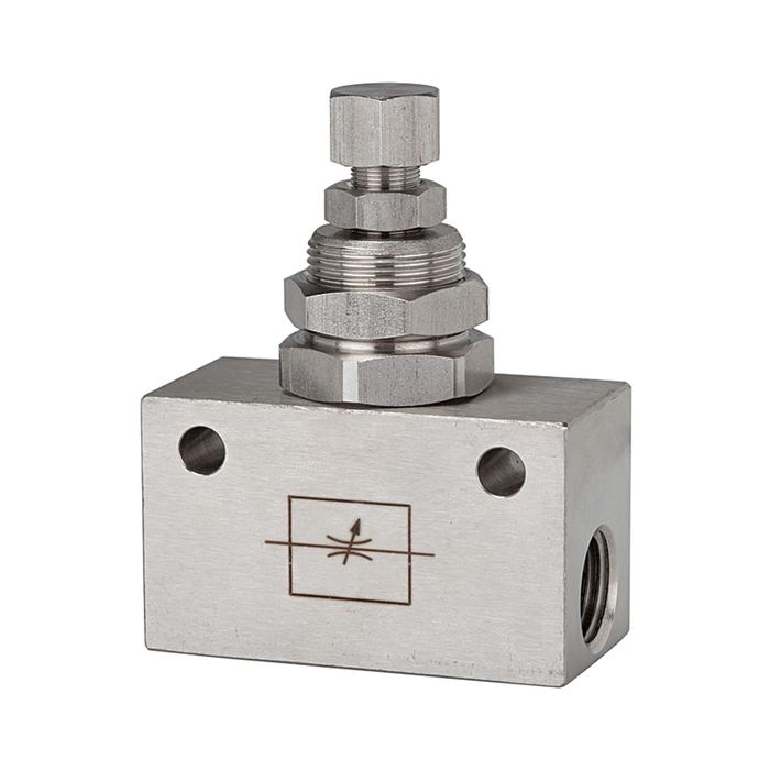 RIEGLER Drosselventil, Blockform, Edelstahl 1.4404, G 1/8, PN max. 10 bar