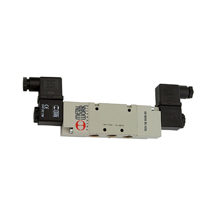 RIEGLER 5/2-way valve, electropneum., bistable, G 1/8, DN 5, 24 V DC