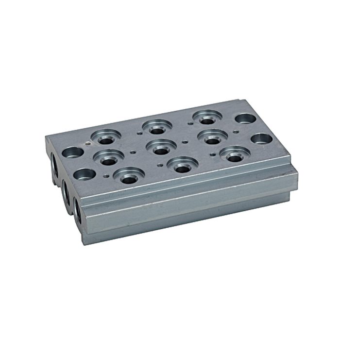 RIEGLER Multi-base plate for the way valves, 4 valve positions, G 1/4