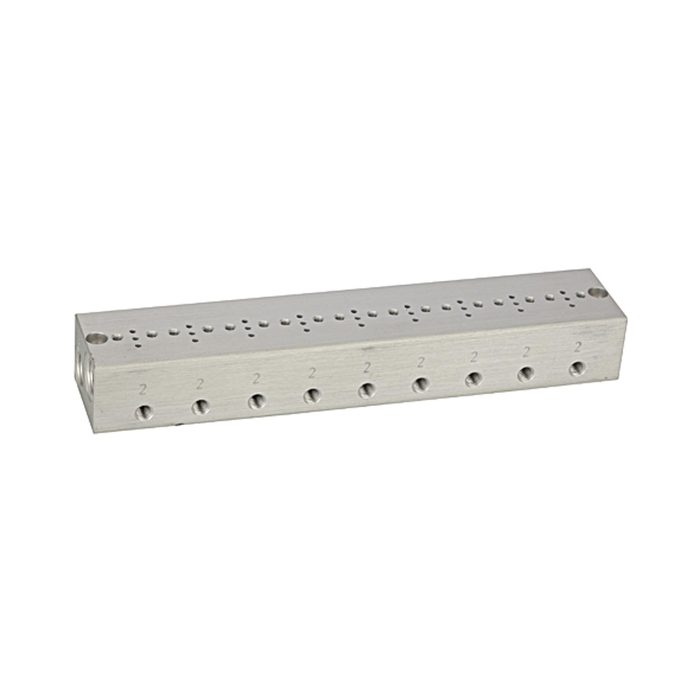 RIEGLER Series base plate 9-fold, M5 for mini solenoid valve 15 mm