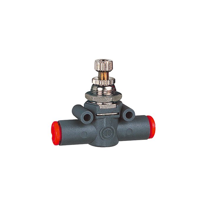 RIEGLER Unidirect. flow control valve, Flow one-sided, hose-hose, hose Ø6