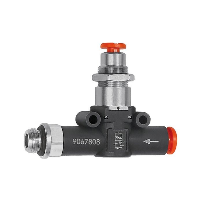 RIEGLER 3/2-way valve, pneumat., NC, hose-thread, G 3/8, hose Ø 8