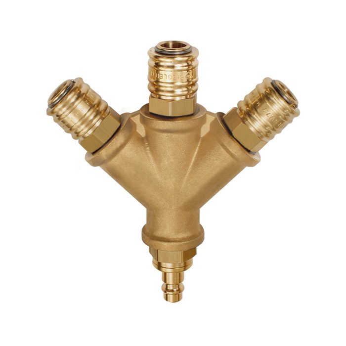 RIEGLER Verteiler, 3 Schnellverschlusskuppl. NW7,2, Nippel NW7,2-7,8 G3/8