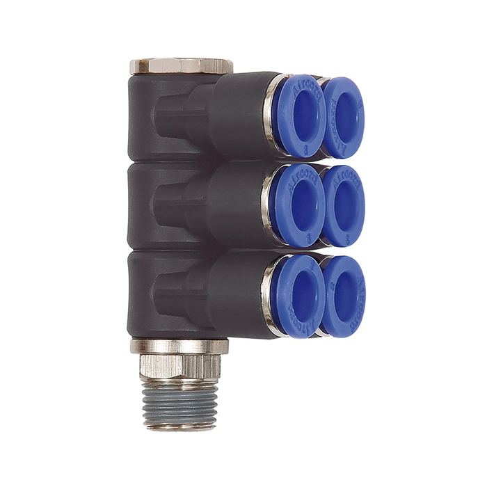 RIEGLER L-multi-distributor »Blue Series«, 6-fold, rotating, R 3/8 o.