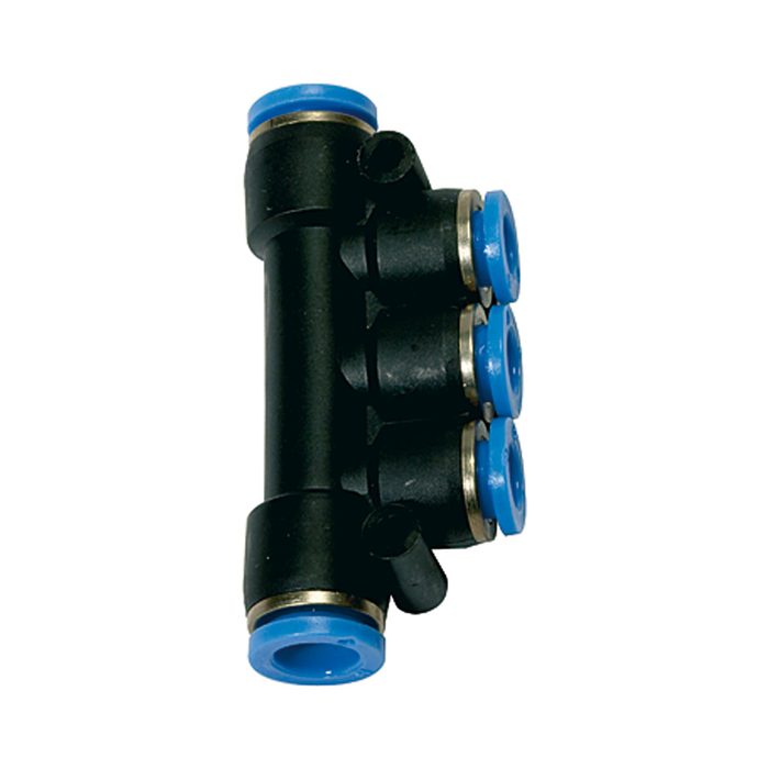 RIEGLER T multi-distributor, Plug connector »Blue Series« hose Ø 2x10/3x6