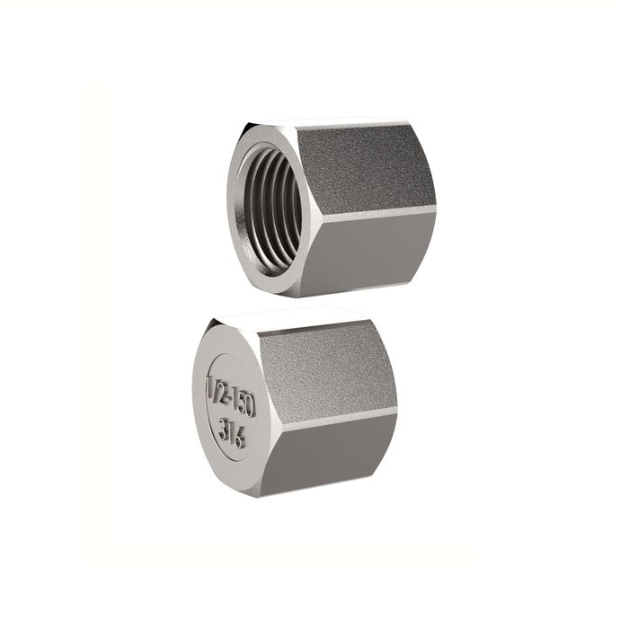 RIEGLER Verschlusskappe, Sechskant, G 1/2, SW 26, Edelstahl 1.4408