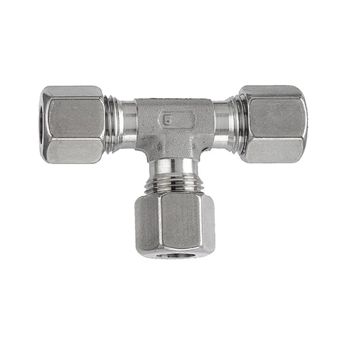 RIEGLER T-fitting, Pipe exterior Ø 8 mm, Stainless steel 1.4571