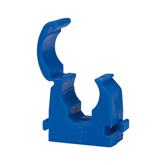RIEGLER Pipe clamp, Polypropylene, for pipe exterior Ø 22 mm, blue