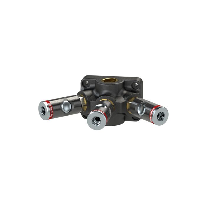 RIEGLER End distributor socket, G3/4, 3 safety coupl. I.D. 7.4, max.12bar