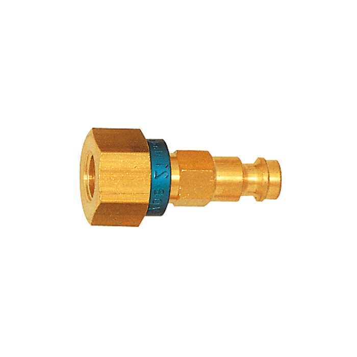 RIEGLER Captive nipple I.D. 5, Bright brass, G 1/8 IT, blue