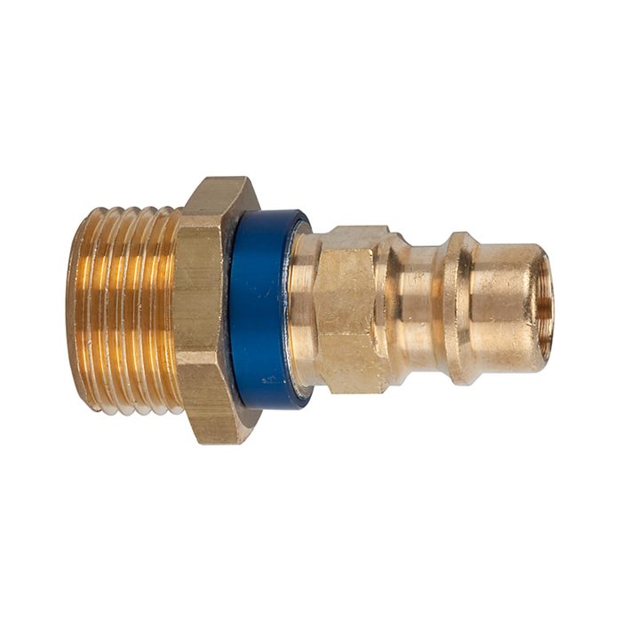 RIEGLER Unverwechselbarer Nippel NW 7,8, Messing blank, G 3/8 AG, blau