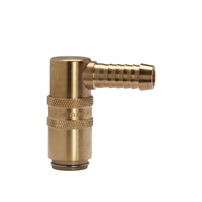 RIEGLER Tempered coupling DN 6, Taps 9 mm, Blocking valve, Sleeve 90°
