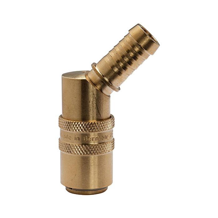 RIEGLER Tempered coupling DN 9, Taps 13 mm, Blocking valve, Sleeve 45°