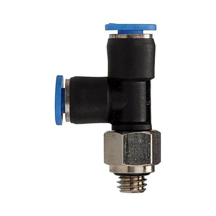 RIEGLER T-Steckverschraubung »Blaue Serie« mini, L-Form, drehbar, M5