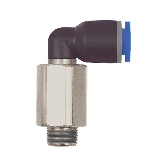 RIEGLER L-Steckverschraubung »Blaue Serie« lang, drehbar, R 1/8 a., Ø10mm