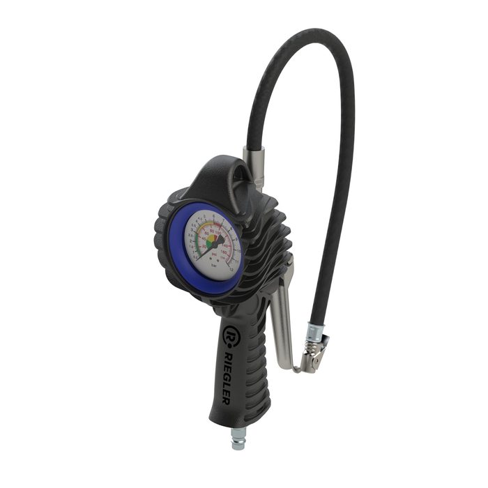 RIEGLER Stand. manual tyre gauge, quick connector, Uncalibrated, 0-12 bar